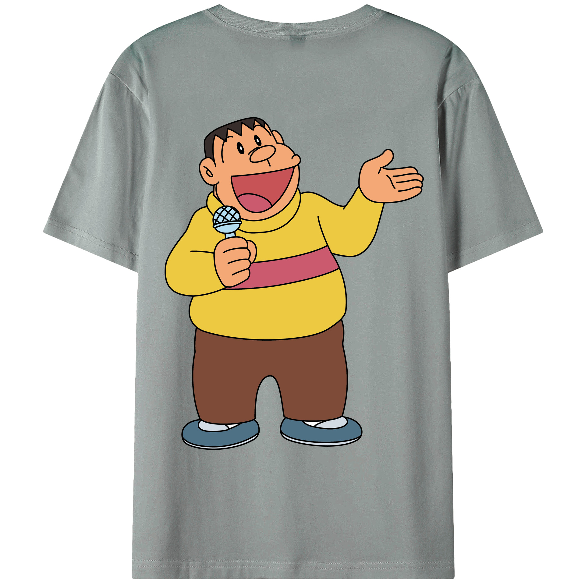 （画像用） ドラえもん 剛田武 Doraemon Gouta Takeshi 綿100％ メンズ半袖Tシャツ（バックプリント） 通気性